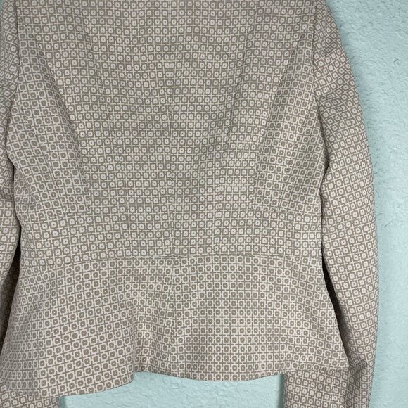 Calvin Klein Women's 12P Dress Jacket Tan & Ivory Jacquard Textured Gold Zippers - Picture 8 of 16